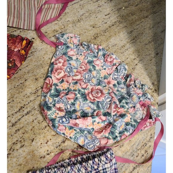 Lot of 5 Longaberger Basket Liners. Floral Stripe Plaid Bows Assorted Sizes - Picture 5 of 9